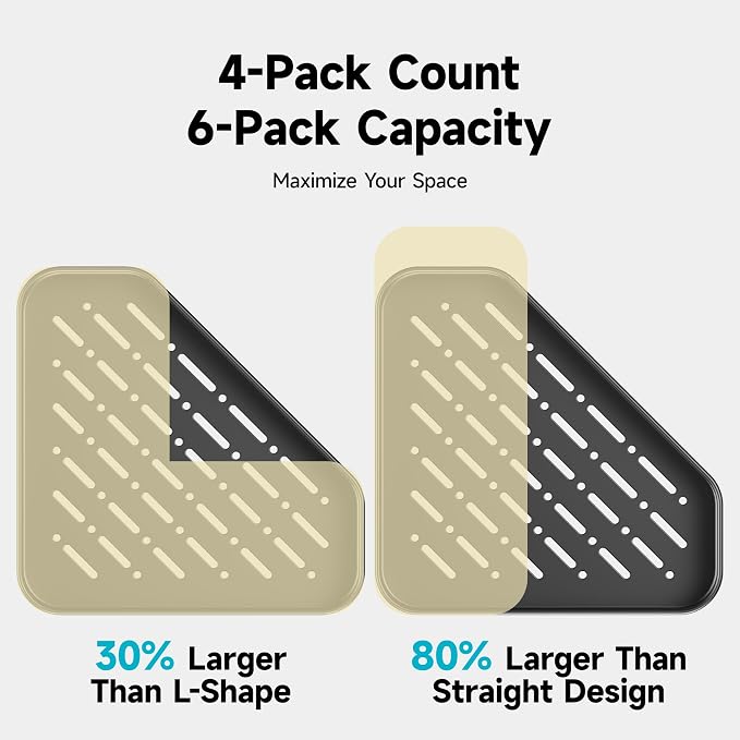 Veken Aluminum Corner Shower Caddy 4-Pack, Never Rust&Large Capacity, Grey | No Drilling Shelves, Rack with Soap Holder&Towel Bar, Super-Strong Adhesive for High Load, Bathroom Organizers and Storage