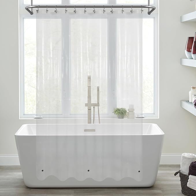 Clear Shower Curtain Liner Medium Weight Standard Size | 3 Bottom Magnets,12 Rustproof Grommets,Water Proof PEVA Plastic Shower Curtain for Bathroom, Standard Size
