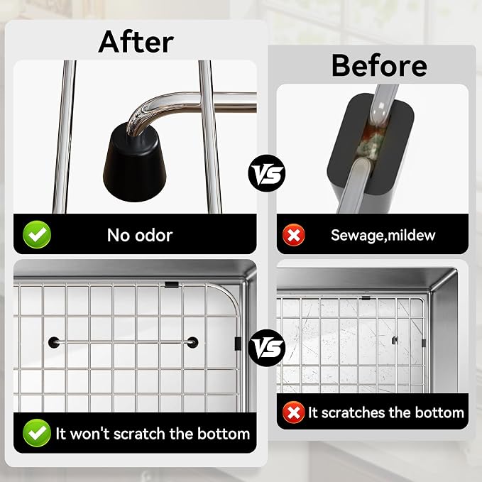 Kitchen Sink Grid and Sink Protectors 26-1/16" x 14-1/16"- Rear Drain | 304 Stainless Steel Material Sink Protector Grid, Rear Drain with Corner Radius 3-1/2" for Single Bowl Sinks