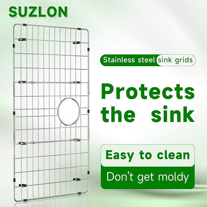 Sink Protectors for Kitchen Sink 26-1/8" x 14-1/8" with 1PCS Sink Strainer | Rust Resistant Stainless Steel Kitchen Sink Grid and Sink Protectors, Sink Rack for Bottom of Sink with Sink Strainers