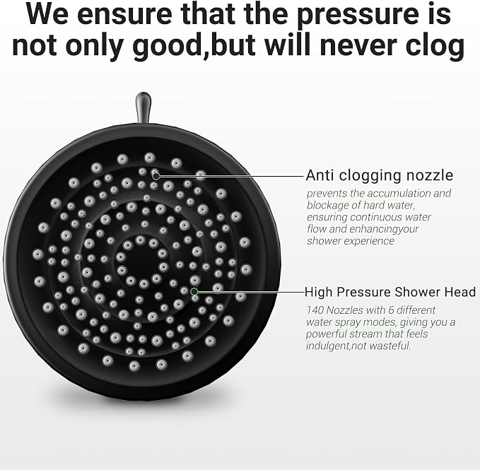 Filtered Shower Head, Shower Head with Filters for Healthy Hair & Skin | Filtered Shower Head for Hard Water,Removes Chlorine & Heavy Metals,6 Mode Settings,High Pressure,Easy Install,Water Softener