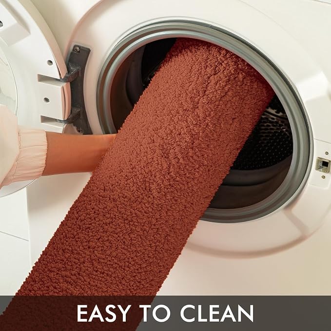 MIULEE Fall Rust Bathroom Runner Rugs Soft Microfiber Bath Mat 24x60 Inch | Absorbent, Non Slip, Quick Dry, Fluffy Bath Rugs for Bathroom Floor Tub Showers, Machine Washable