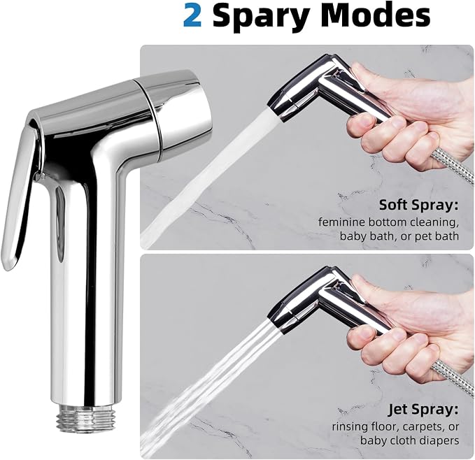 Hibbent Sink Faucet Hose Sprayer Attachment with 10 Adapters - Dual Function Handheld Bidet, Rinser & Shower Head - for Feminine Hygiene, Baby Diaper Cleaning & Pet Bathing
