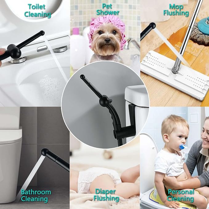 BARROCK Bidet Sprayer for Existing Toilet, Advanced Handheld Ergonomic Jet Spray Set with Precision Water Pressure Control for Muslim Shower/Feminine Hygiene/Pet Cleaning, Matte Black