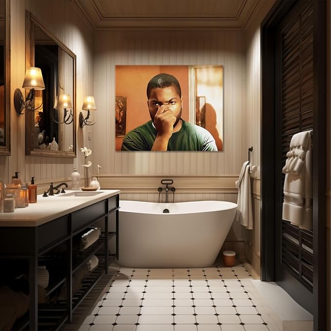 Funny Bathroom Canvas Wall Art, Toilet Paper Humor Poster, 20x24 Inch | Hilarious bathroom comedy decor and modern toilet artwork, gag gift for home, guest bath or office, Humor Style-09