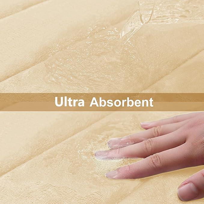Buganda Memory Foam Bath Mat 55 x 24, Ultra Soft Absorbent Bathroom Rugs | Gold, Machine Washable Quick Dry Bath Mats for Bathroom Floor, Shower and Tub, Home Decor Accessories