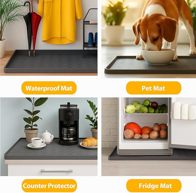 TigeJoy Under Sink Mats for Kitchen Waterproof 34" x 22", Cabinet Liner | Leak-Proof Silicone Mat Sink Protector, Kitchen Essentials Organizer and Storage,Boot or Shoe Tray, Pet Feeding Mat