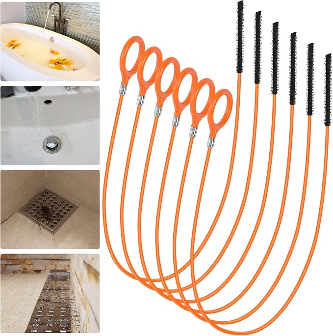 35 Inch Anti-break Metal Drain Snake, 6PCS Hair Clog Remover | Drain Cleaner Tool with Nylon Coating Sink Snake, Clog Remover for Shower, Bathroom Sink Tub