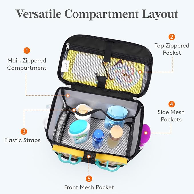 Lifewit Mesh Shower Caddy, Hanging Bathroom Organizer with Slipper pockets | Hanging Hook, Quick Dry, Portable, Toiletry Tote Bag, College Dorm Room Essentials for Beach, Gym, Camping, Travel, Black