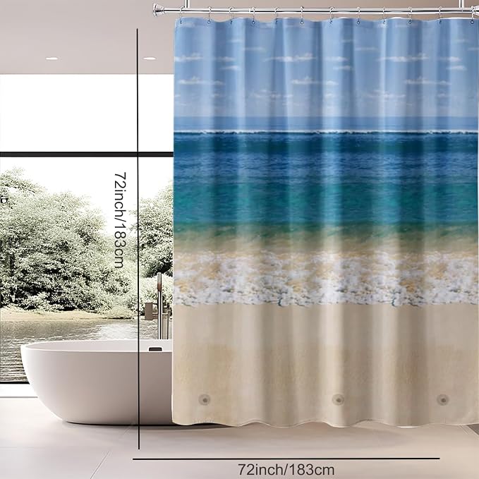 TIKABC Shower Curtain Liner, 4G PEVA Shower Liner, Plastic Waterproof Shower Curtains, 72x72 inch with Grommet Holes 3 Magnetic Weights