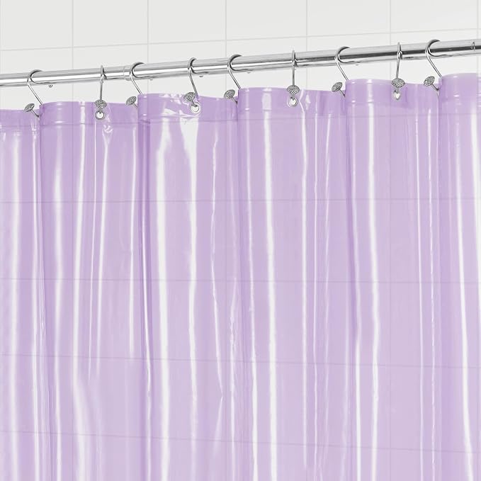 Barossa Design Clear Lavender Shower Curtain Liner Standard Size | Premium PEVA, PVC Free, Metal Grommets, Waterproof Lightweight Translucent Lavender Curtain with 3 Magnets for Bathroom