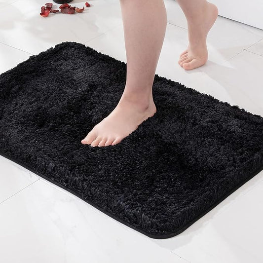 MIULEE Black Bathroom Runner Rugs Soft Microfiber Bath Mat 24x48 Inch | Absorbent, Non Slip, Quick Dry, Fluffy Bath Rugs for Bathroom Floor Tub Showers, Machine Washable