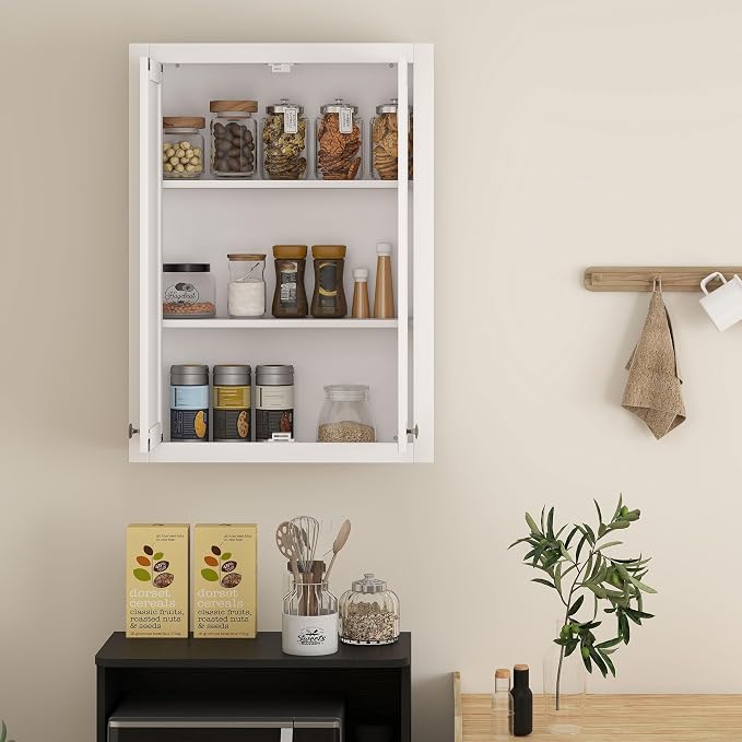 HOMCOM Bathroom Wall Cabinet Modern Medicine Cabinet Wall Mounted White | Over The Toilet Space Saver, 2 Doors, 2 Adjustable Shelves