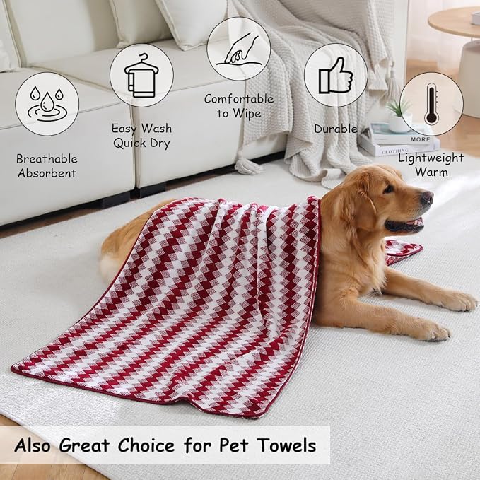 12 Pcs Burgundy Diamond Towel Set-4 Bath Towels,4 Hand Towels,4 Washcloths Soft Polyester Towels with Loop Absorbent Shower Towel Quick Dry Beach Chair Towel Family Towels for Bathroom Spa Gym Pool