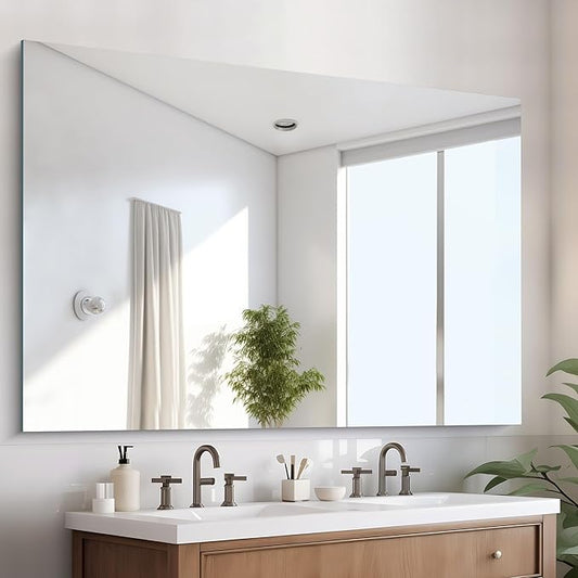 CILIBER Frameless Mirror, 60x40 Mirrors for Wall, Large Bathroom Mirror for Over Sink, Rectangle Frameless Vanity Mirror with Polished Edge, 3mm Tempered Glass, Hangs Horizontally or Vertically