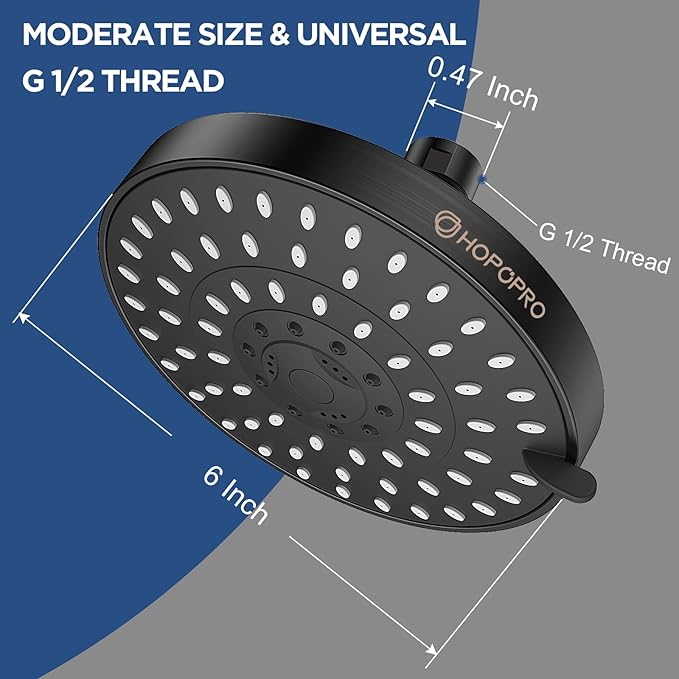 High Pressure Shower Head, HOPOPRO 5-Mode Fixed Showerhead, NBC Recommended | The Washington Post, NBC, Today Recommended, Consumer Reports Tested High Flow Fixed Shower Head (6 Inch Oil Rubbed Bronze)