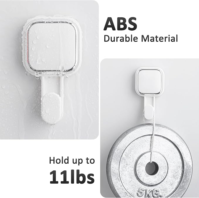 Suction Cup Hooks for Inside Shower 4 Pack, Versatile Powerful Vacuum Suction Shower Holders for Towel, Loofah, Clothes, Damage Free Wall Hanging Bathroom Hooks, Easy to Install, White