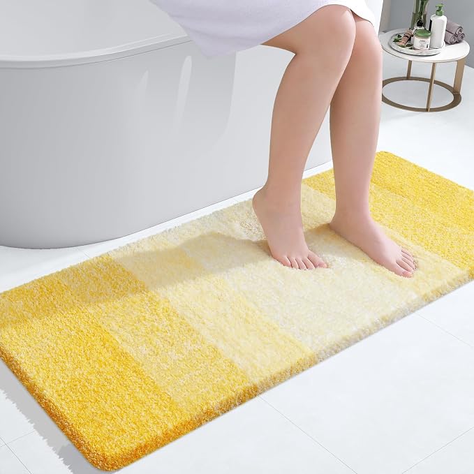 OLANLY Large Bathroom Rugs 50x30, Extra Soft Absorbent Microfiber Bath Rugs | Yellow, Non-Slip Quick-Drying Rubber Backing, Washable Plush Bath Mat for Floor, Tub and Shower, Home Decor Accessories