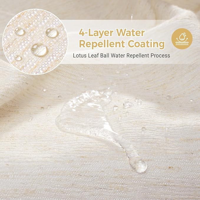 WONICY Linen Texture No Hook Shower Curtain with Liner, Linen Cream, 71x74 | Waterproof & Washable, Snap in Liner, Hotel Style, Mesh Top Window, Bottom Magnets, Thick, for Bathroom