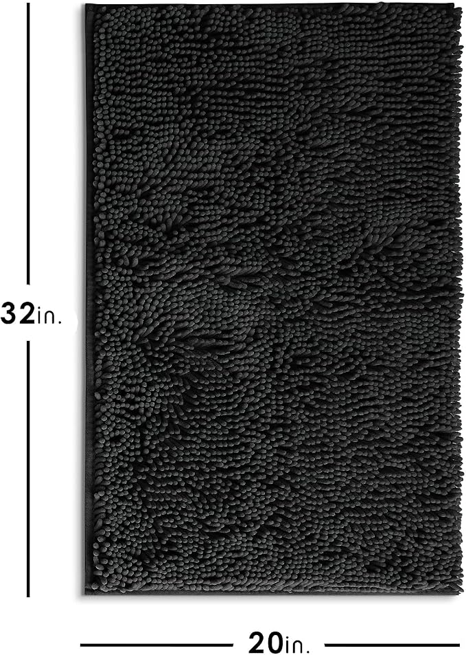Hearth & Harbor Bathroom Rugs, Chenille Bath Mat - Machine Washable Bath Mats for Bathroom Non-Slip Backing Rubber, Quick Dry Bathroom Mat