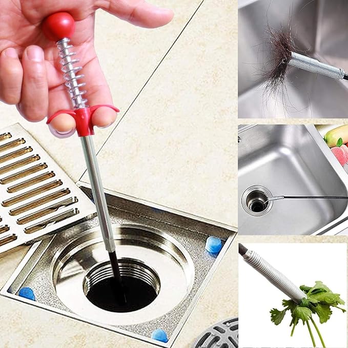80-Inch Drain Snake Hair Clog Remover with Round Knob and 4-Claw Grabber | Flexible Coated Shaft • Reusable And Easy To Rinse • Pulls Hair, Food Waste And Debris From Curved Household Pipes