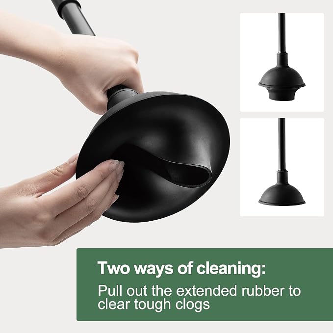 Eyliden Toilet Plunger and Brush Set, 2-in-1 Compact Holder, Black | Unclogs Toilets, Deep Cleans Bowls, Nylon Bristles, Rubber Cup, Durable Plastic Caddy, Space-Saver, Bathroom Cleaning Tools