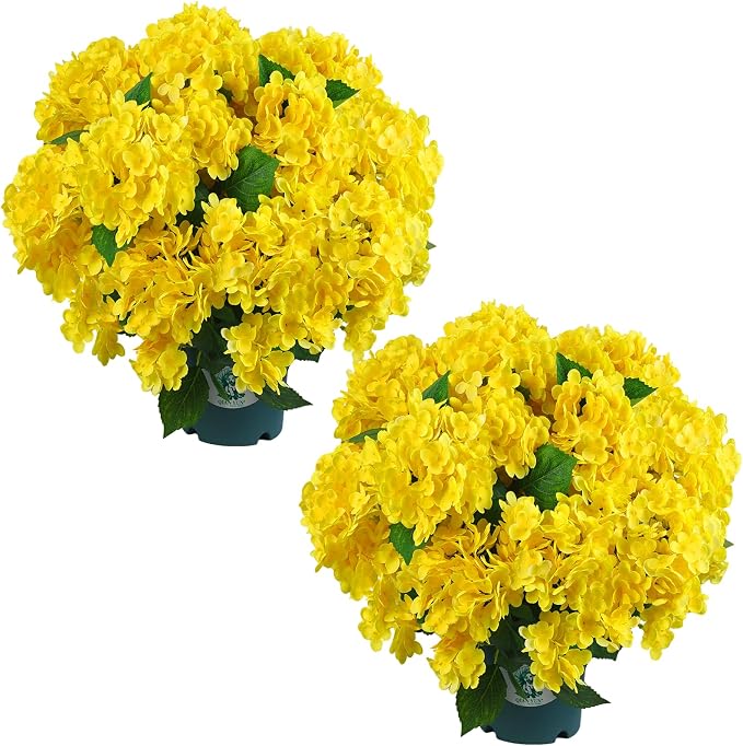 Artificial Hydrangea Bush – 20 Inch Potted Faux Hydrangea Plant, UV Resistant Outdoor Hydrangea Artificial Plants for Front Porch, Garden, Patio & Indoor Decor