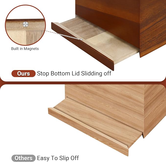 2 Pack Wooden Tissue Box Cover Square - Acacia Wood Tissue Box Holder for Tabletop Stands Bathroom Office- Decorative Facial Wood Tissue Box Cover for Modern Farmhouse Decor (Walnut)