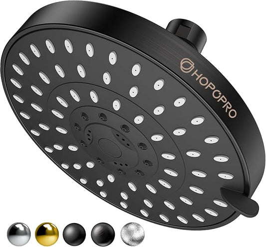 High Pressure Shower Head, HOPOPRO 5-Mode Fixed Showerhead, NBC Recommended | The Washington Post, NBC, Today Recommended, Consumer Reports Tested High Flow Fixed Shower Head (6 Inch Oil Rubbed Bronze)
