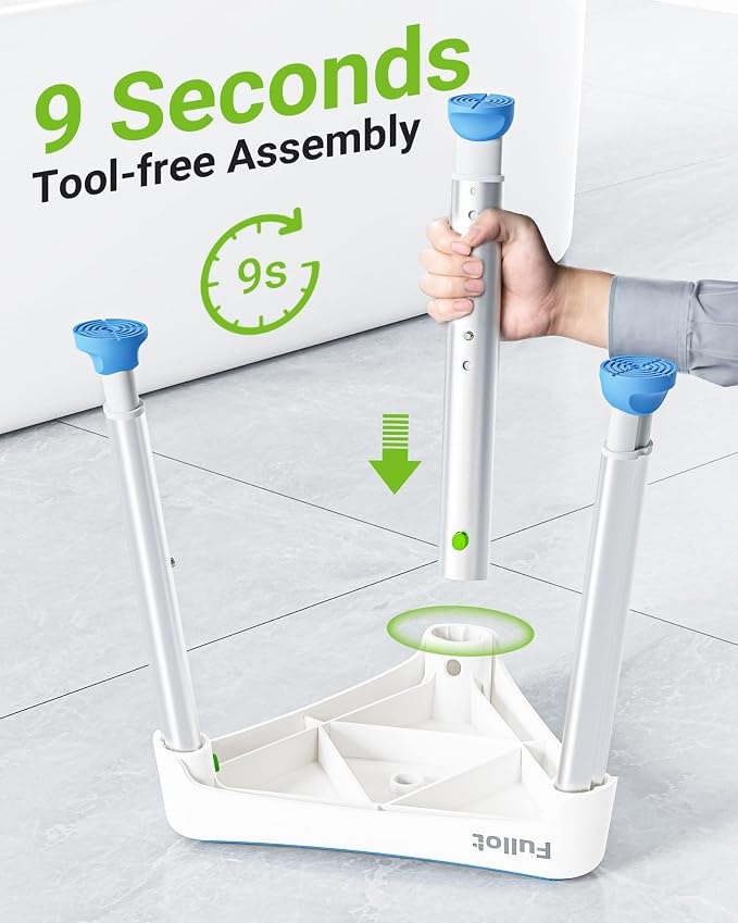 FULLOT Space-Saving Triangular Shower Chair for Inside Shower, 400 lbs | Adjustable Shower Seat for Elderly & Disabled, 9s No-Tool Setup, Stable-Bracing, Non-Slip Feet, Thick Legs, FSA/HSA Eligible