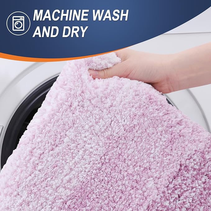 OLANLY Bathroom Runner Rug 59x24, Extra Soft Absorbent Microfiber Bath Rugs | Pinkish-Purple, Non-Slip Quick-Drying Rubber Backing, Washable Long Bath Mat for Floor, Tub and Shower, Home Decor