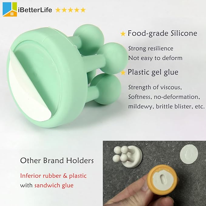 Razor Holder Shaver Hook Hanger Stand - 4Pcs Silicone Toothbrush Holders for Shower Wall Mounted Self Adhesive Cute Utility Bathroom Kitchen Organizer Storage Hook for Hanging Loofah Towel Tooth Brush