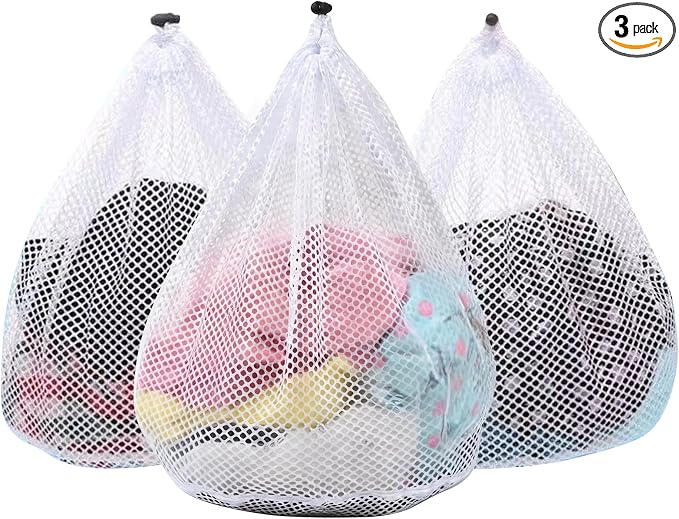 3 Pack XXL Mesh Laundry Bags for Delicates, Extra Large Laundry Wash Bags for Clothes,Bed Linen,Toys with Drawstring Closure Sturdy(3 XXLarge 28 x 26 Inches)