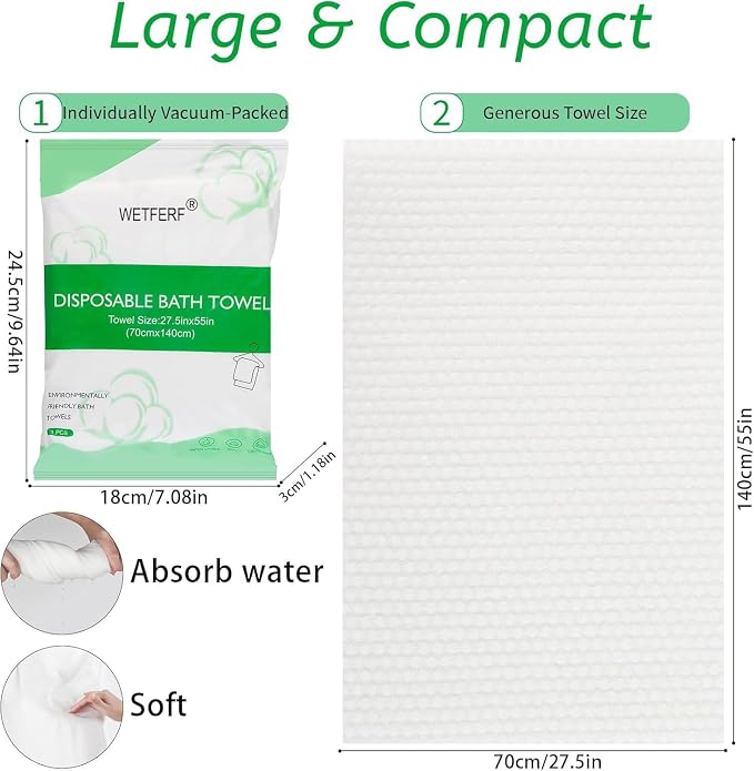 5 Pack Disposable Bath Towels Durable Large Portable Thicken Camping Towels for Travel Hotel Business Trip Swimming Pet Towels Sauna Spa Hot Spring Water Play 55''X27.5''