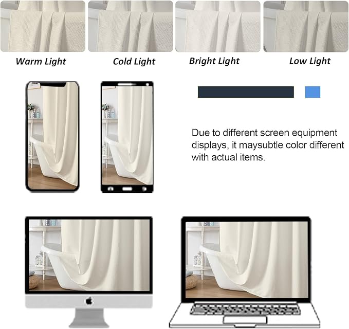 Cream Shower Curtain for Bathroom 96 Inches Extra Long, Elegant 3D Embossed Textured Fabric Shower Curtains, Water Repellent, Machine Washable, Hotel Style, 72" W x 96" L, Cream