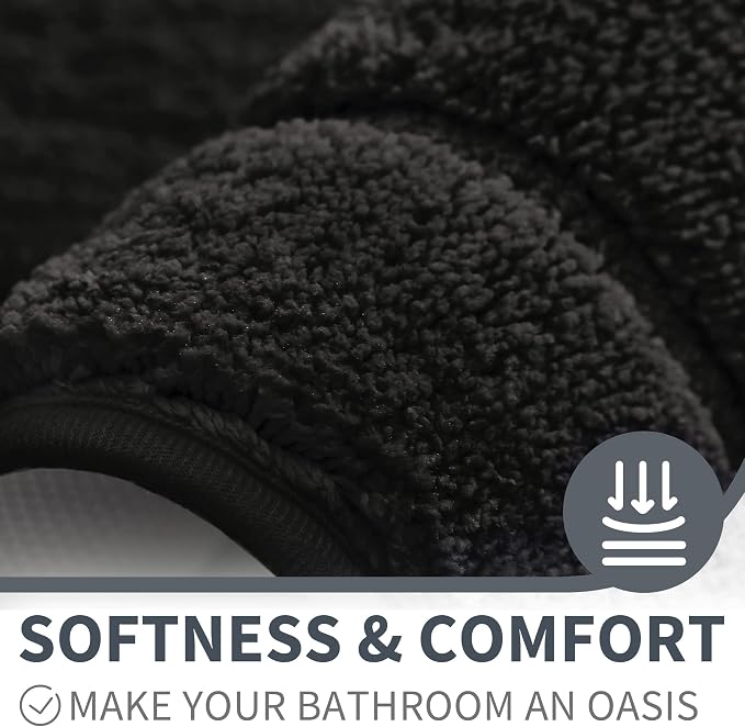 GRANNY SAYS Black Bathroom Runner Rug 59" x 24", Soft Microfiber Bath Mat | Non-Slip long rug with TPR Backing, Absorbent, Machine Washable Extra Large Bath Rugs for Double Vanity, Shower, Tub
