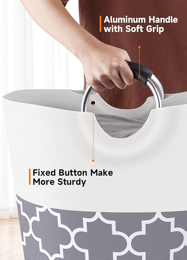 Large Laundry Basket Laundry Hamper Bag Washing Bin Clothes Bag Collapsible Tall with Handles Waterproof Travel Bathroom College Essentials Storage for College Dorm, Family (Grey) 75L | Freestanding Laundry Hamper, Waterproof Dirty Clothes Storage Bag ...