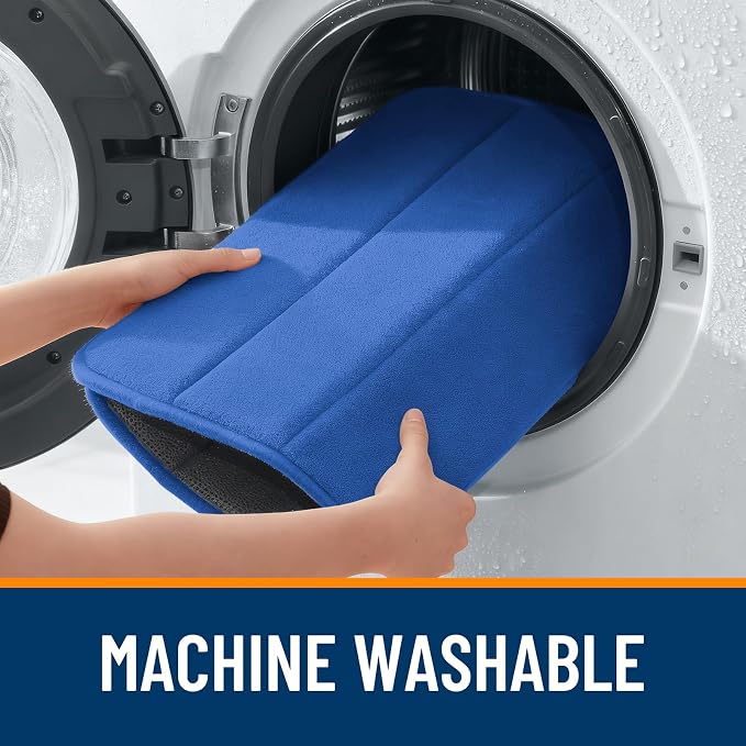 OLANLY Memory Foam Bath Mat 34x21, Super Soft and Absorbent Bathroom Rugs | Deep Navy Blue, Quick Dry Bath Rug, Machine Washable Shower Floor Mats, Bathmat Carpet for Bathroom Floor, Tub and Shower