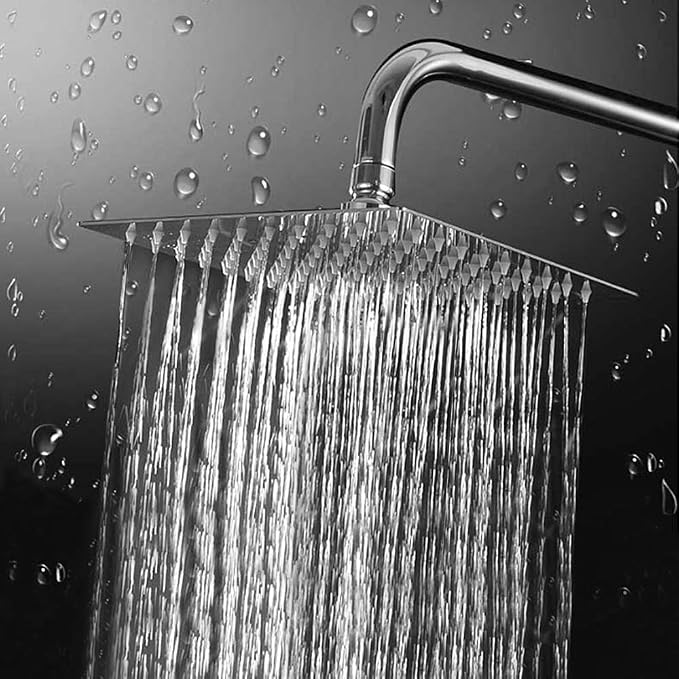 NearMoon Rain Shower Head, High Flow Stainless Steel Square Rainfall Shower, High Pressure Design, Awesome Shower Experience Even At Low Water Flow (8 Inch, Chrome Finish)