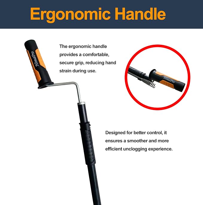 Professional Toilet Auger/Closet Auger, 3 Feet Pipe Snake | Rust-Resistant High-Carbon Spring Wire, Scratch-Free Vinyl Sleeve, Ergonomic Non-Slip Handle