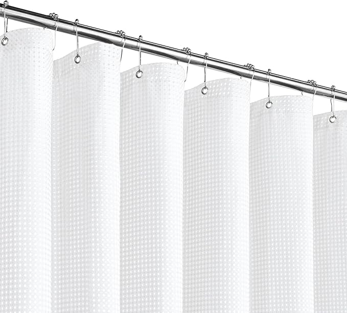 230GSM White Shower Curtain, 72 X 72 | 230GSM Fabric Shower Curtain for Bathroom - Soft Cloth & Hotel Spa Luxury, Water Repellent, Machine Washable