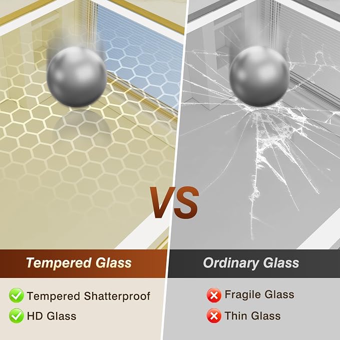 36x60 Inch LED Bathroom Mirror with Gold Frame,Front and Backlit Vanity Mirror, Stepless Dimmable Wall Mirrors with Anti-Fog, 3 Colors, Memory, Waterproof, LED Smart Bathroom Mirror