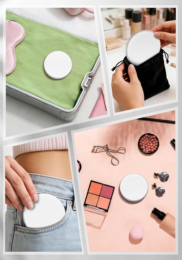 Compact Mirror with Light, Rechargeable 40X Magnifying Mirror with 3 Lighting Modes & Dimmable Brightness, Portable Travel Makeup Mirror; Essentials for Travel, Pocket, Purse Gifts White
