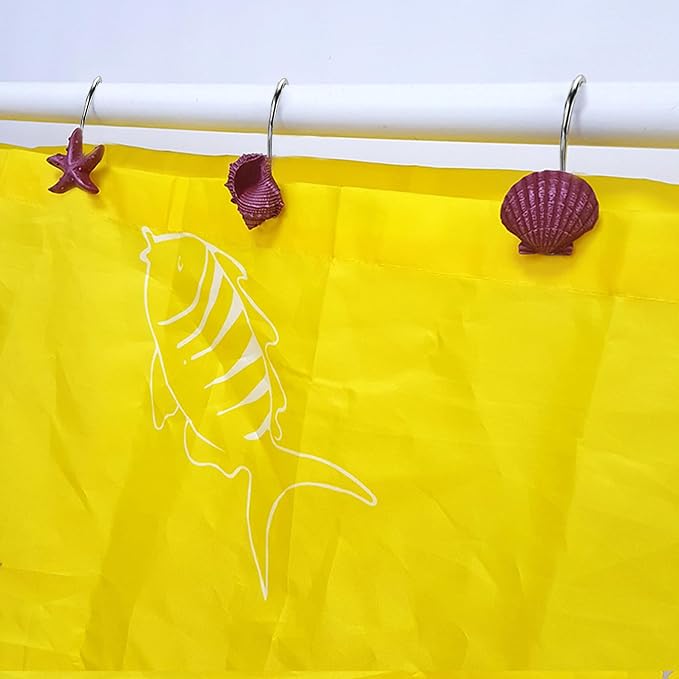 Seashell Shower Curtain Hooks 12pcs Beach Shower Curtain Rings Bath Shower Hooks Rust Proof Curtain Hangers Coastal Bathroom Accessories Decor