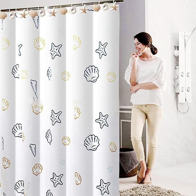 Seashell Shower Curtain Hooks 12pcs Beach Shower Curtain Rings Bath Shower Hooks Rust Proof Curtain Hangers Coastal Bathroom Accessories Decors