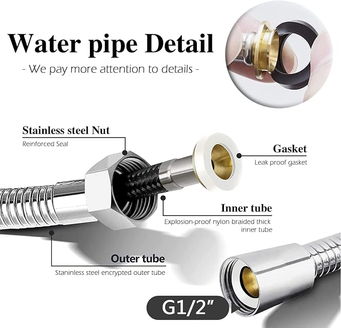 Bidet Toilet Sprayer, Sink Faucet Hose Attachment, Non-Leakage Stainless Steel Brushed Toilet Cleaner Wall for Women Washing, Baby Diaper Cleaner