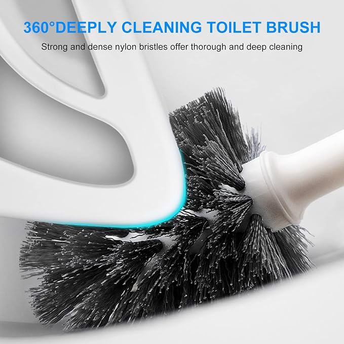SetSail 2 Packs Toilet Brush and Plunger Set for Bathroom Cleaning, White | Semi-Hidden Toilet Plungers Heavy Duty Toilet Bowl Brush and Holder for Bathroom Toilet Plunger and Brush Set with holder
