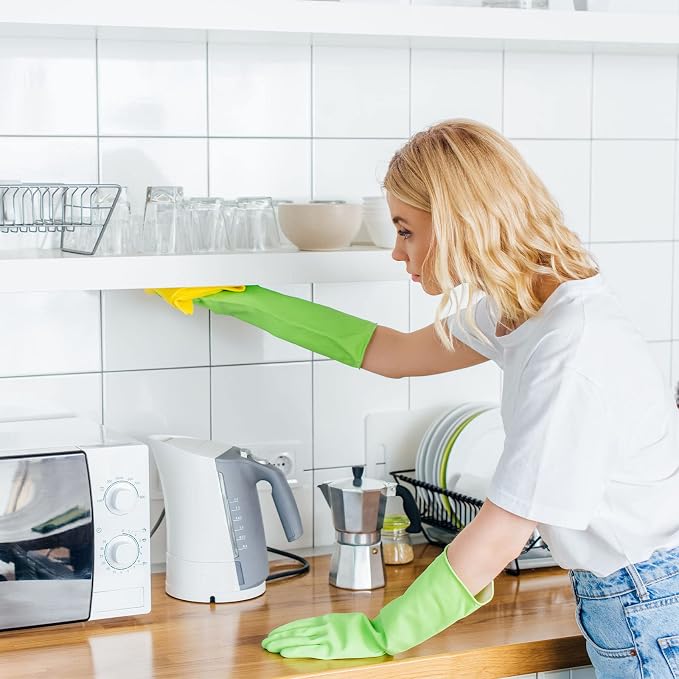 Latex Free Nitrile Cleaning Gloves, Small, 3 Pairs | 12 Mil Thick, Reusable Gloves with Non-Slip Grip, Waterproof for Dishwashing, Kitchen, Bathroom & Household Cleaning