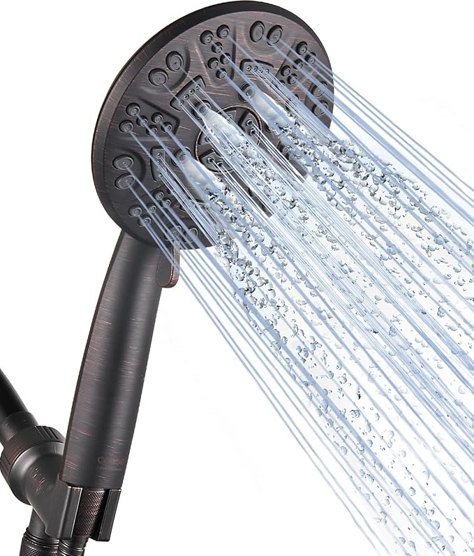Cobbe 8-Setting Handheld Shower Head, Water-Saving Design, ORB | Trickle Pause Mode, 5ft Stainless Steel Hose, Brass Swivel Bracket, Tool-Free Installation