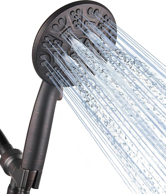 Cobbe 8-Setting Handheld Shower Head, Water-Saving Design, ORB | Trickle Pause Mode, 5ft Stainless Steel Hose, Brass Swivel Bracket, Tool-Free Installation